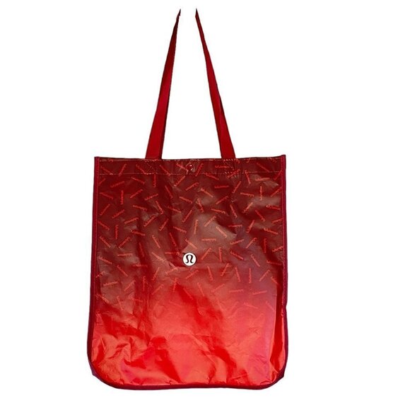 Lululemon Reusable Shopping Tote Bag with Snap Closure Maroon Color 16 x 14 - Picture 2 of 9